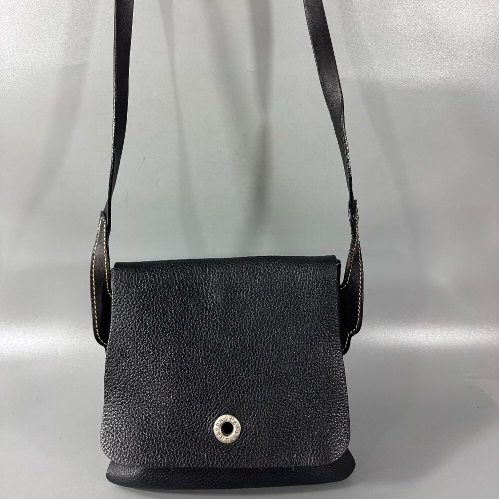 Prune Black Leather Slim Crossbody Bag
